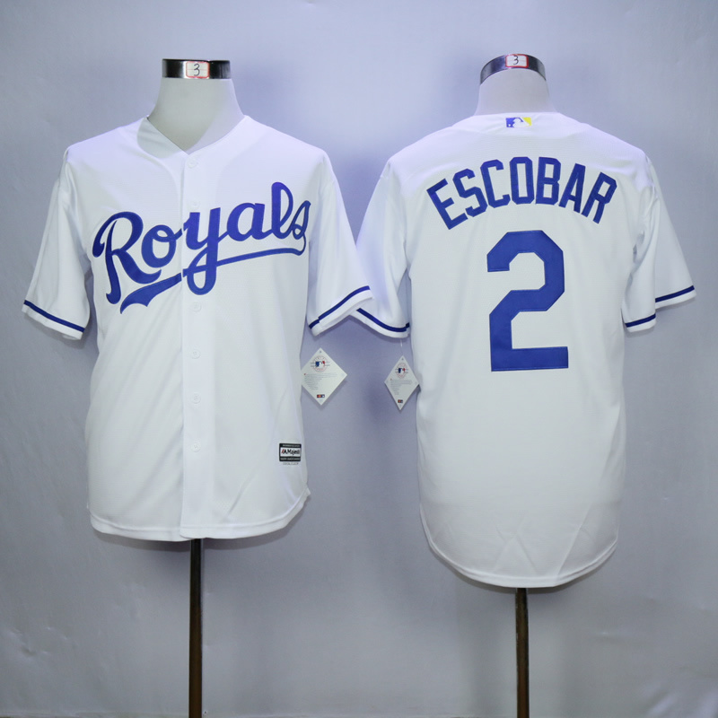 Men Kansas City Royals 2 Eacobar White MLB Jerseys